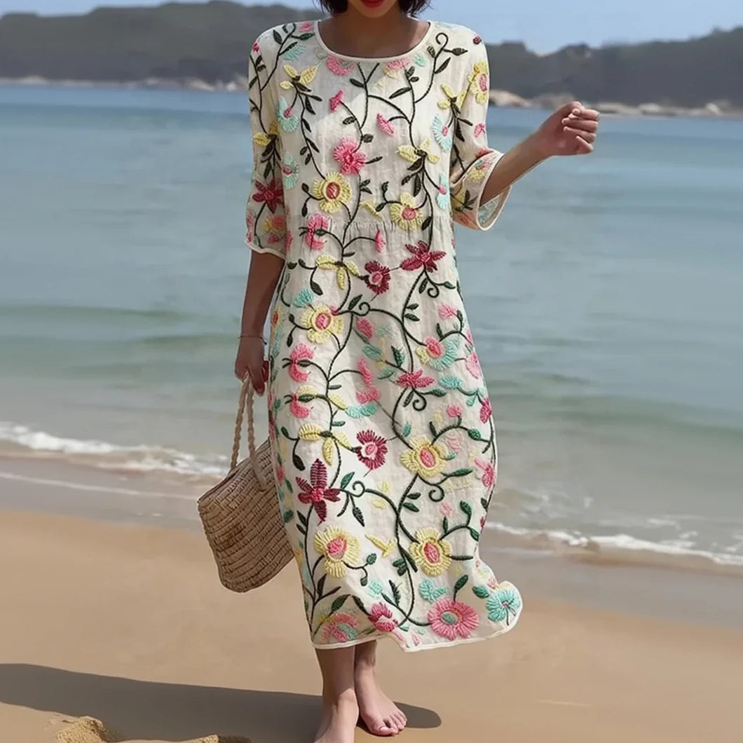Alghero – Robe pour femme avec broderies florales