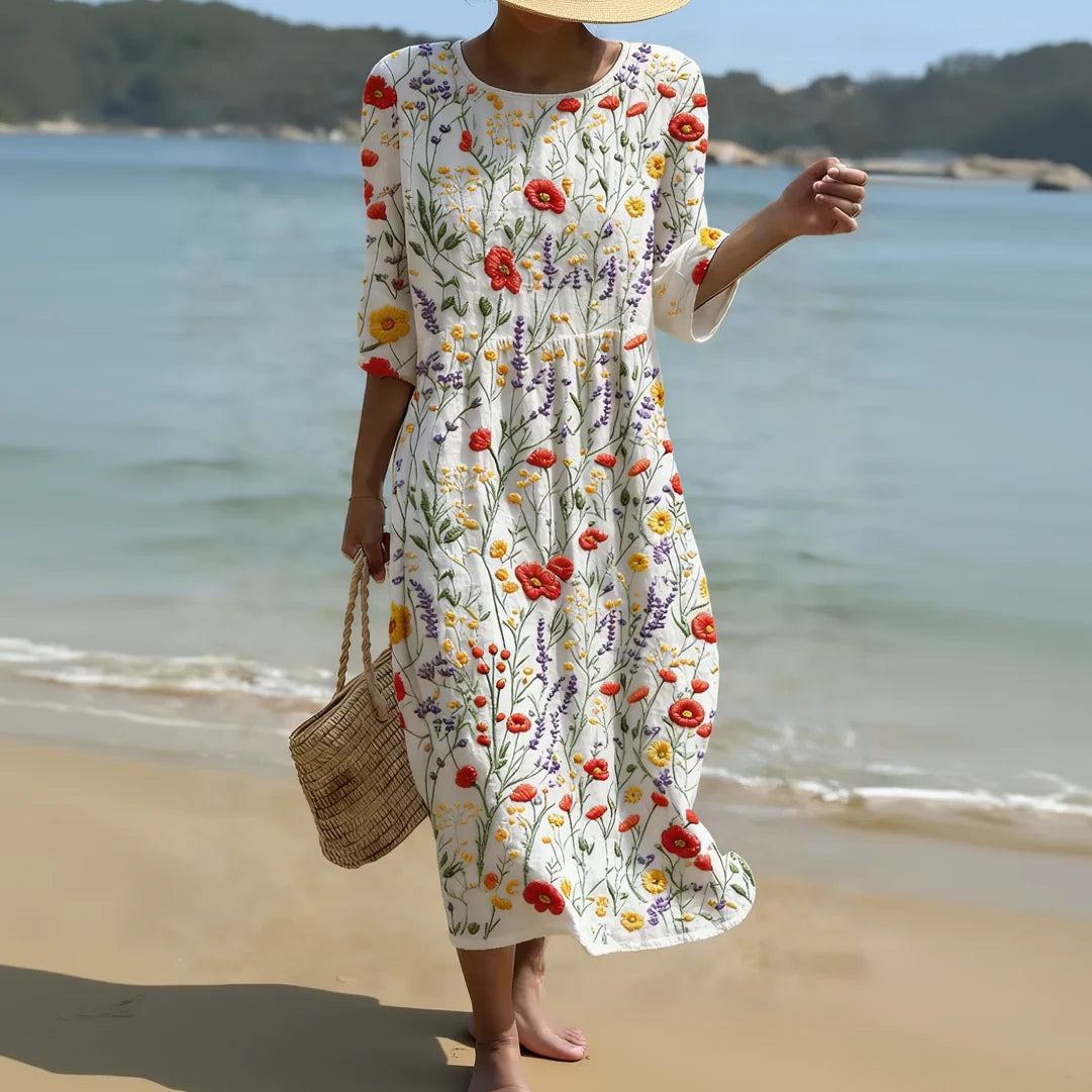 Alghero – Robe pour femme avec broderies florales
