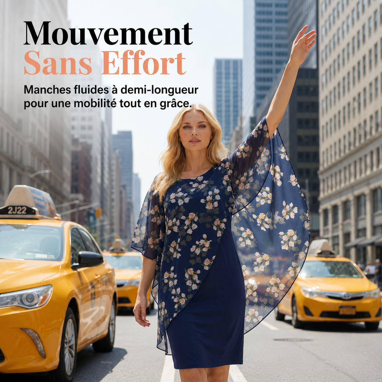 Caroline - Élégant ensemble composé d'une robe et d'un cache-cœur à motif floral