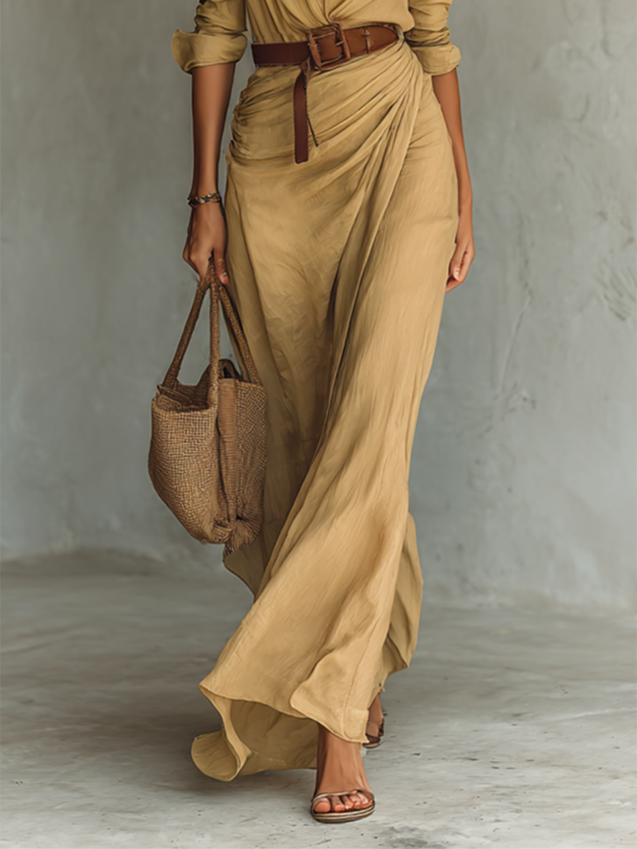 Sophie - Robe longue à col roulé et manches longues