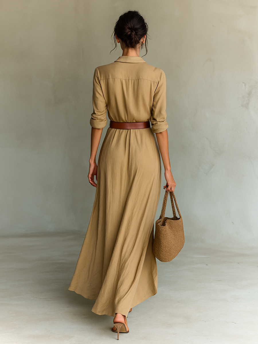 Sophie - Robe longue à col roulé et manches longues