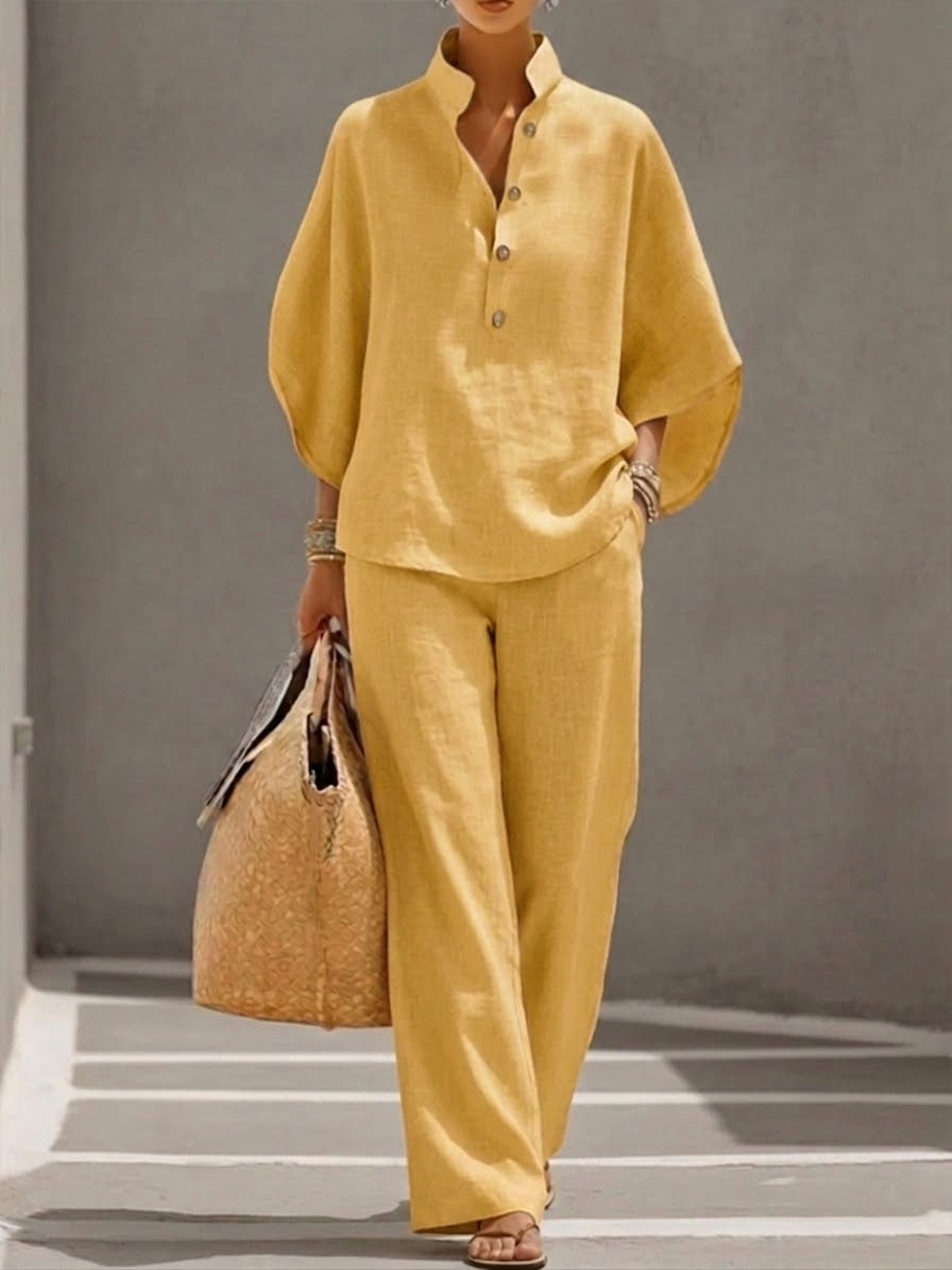 Mariel | Ensemble avec manches chauve-souris et pantalon ample