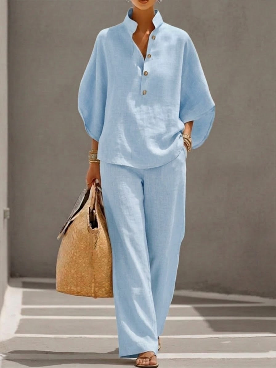 Mariel | Ensemble avec manches chauve-souris et pantalon ample