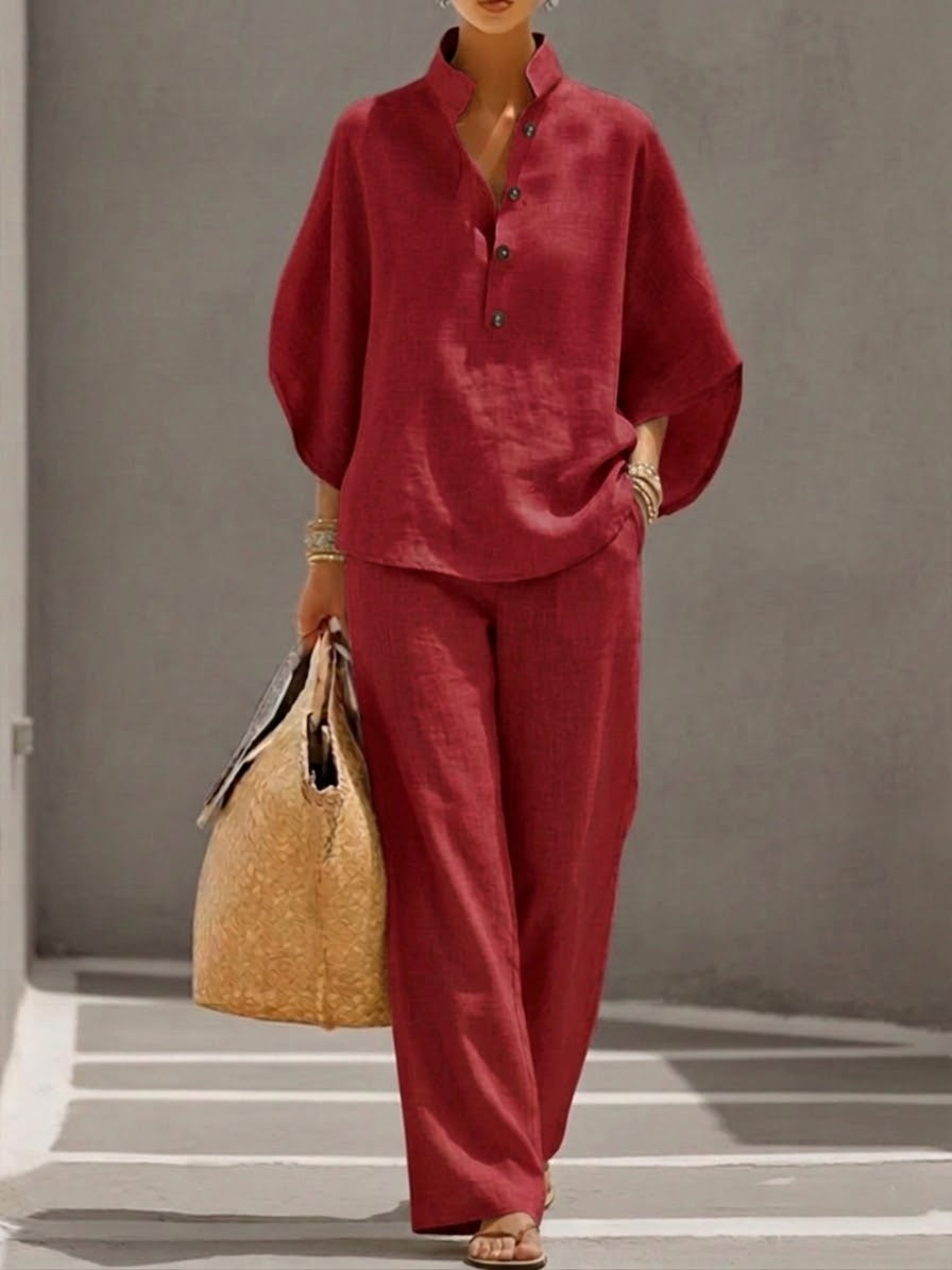 Mariel | Ensemble avec manches chauve-souris et pantalon ample
