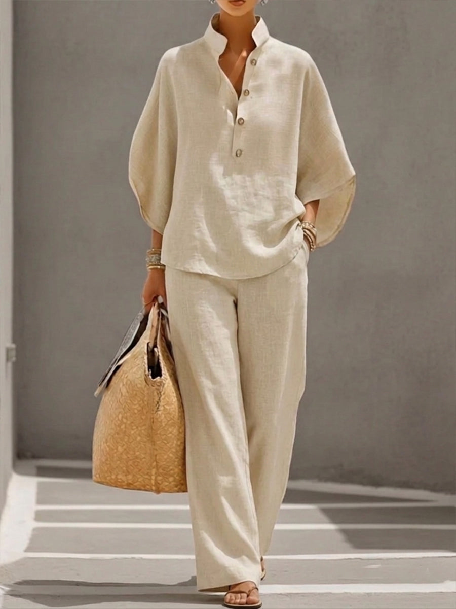 Mariel | Ensemble avec manches chauve-souris et pantalon ample