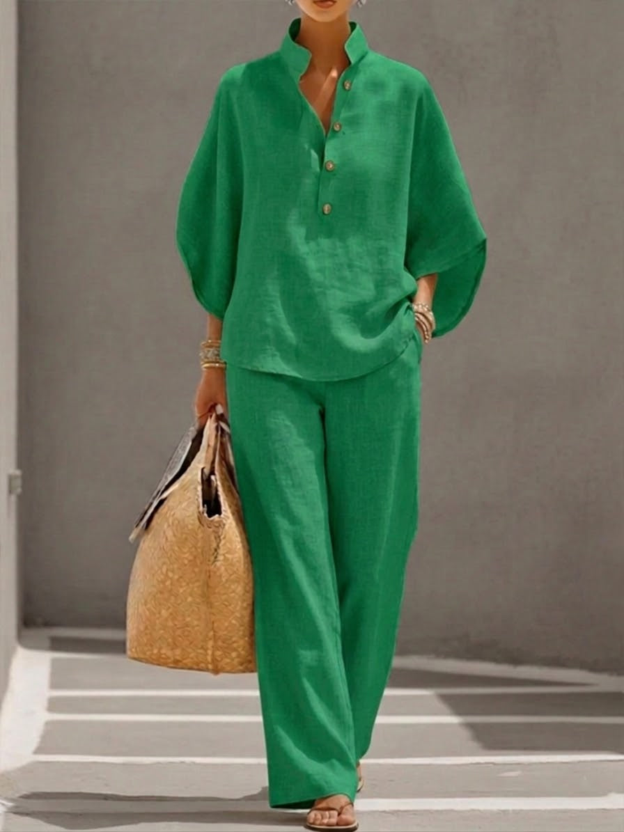 Mariel | Ensemble avec manches chauve-souris et pantalon ample