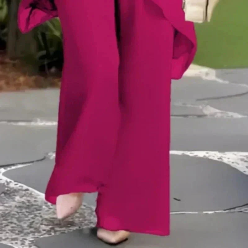 Almudena - Ensemble composé d'un haut à coupe asymétrique et d'un pantalon à jambes larges
