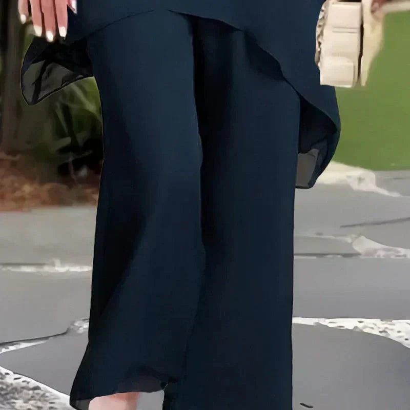 Almudena - Ensemble composé d'un haut à coupe asymétrique et d'un pantalon à jambes larges