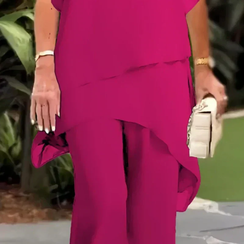 Almudena - Ensemble composé d'un haut à coupe asymétrique et d'un pantalon à jambes larges