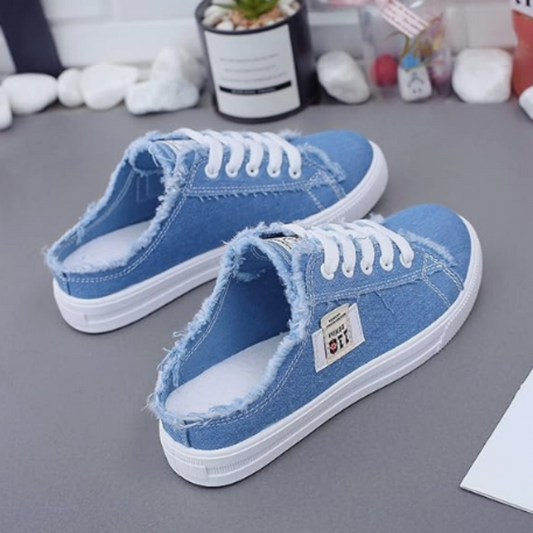 Charlotte - Baskets style mules en jean pour femme