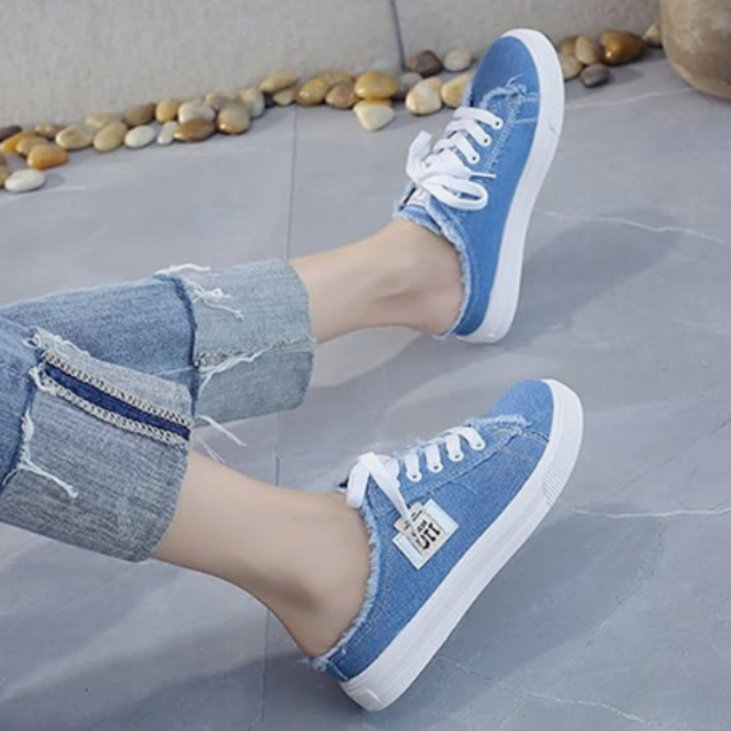 Charlotte - Baskets style mules en jean pour femme